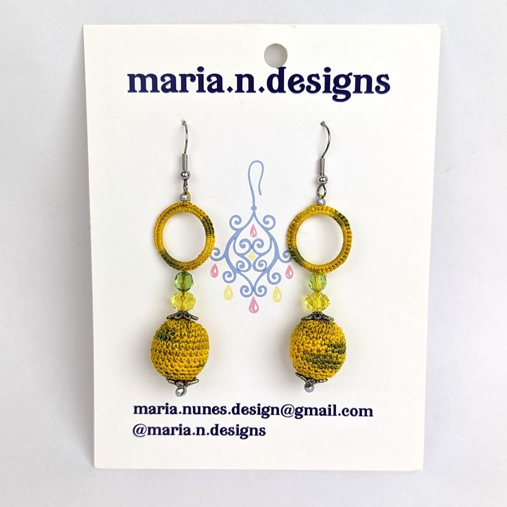 Crochet Earrings - Yellow Balls