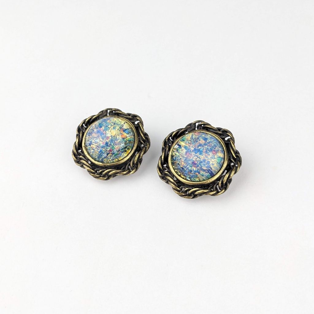 Carole Tanenbaum Glass Opal Rope Earrings