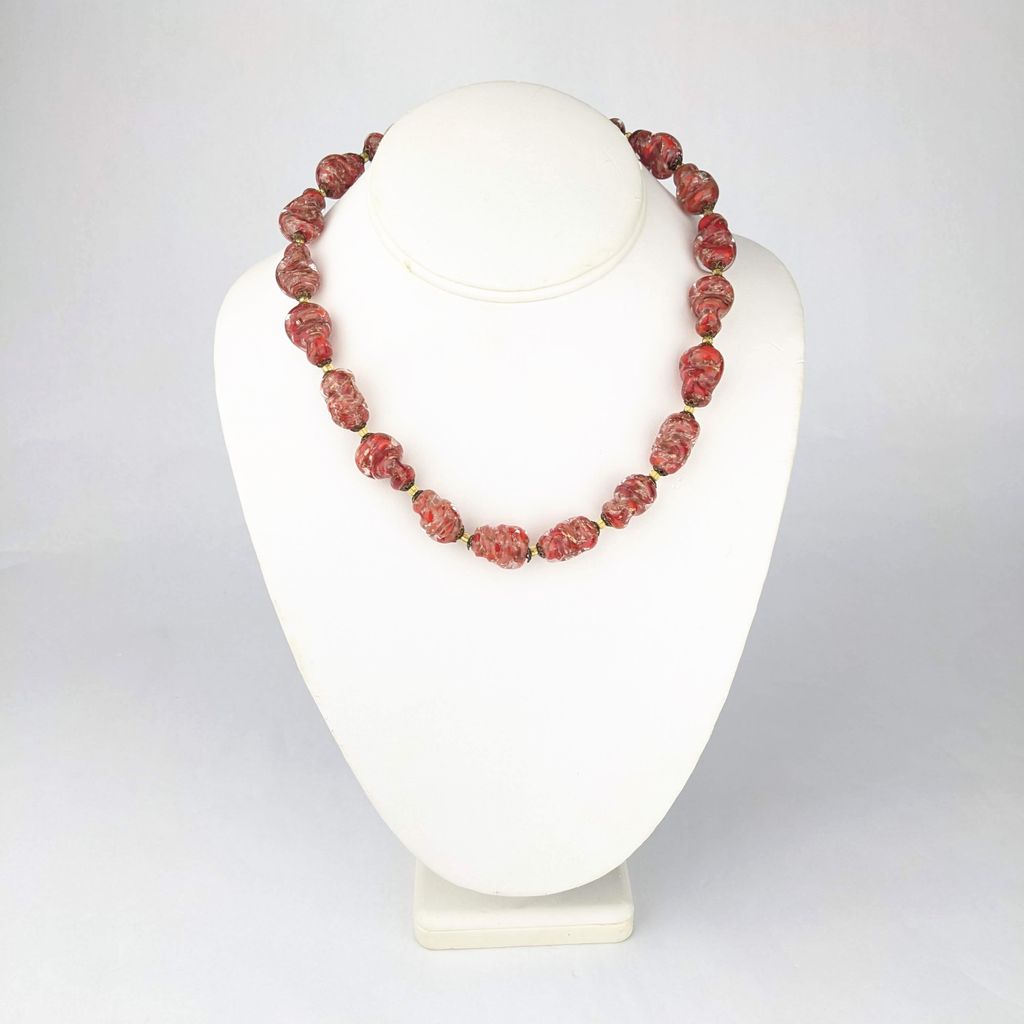 Carole Tanenbaum 1950s Red Glass Necklace
