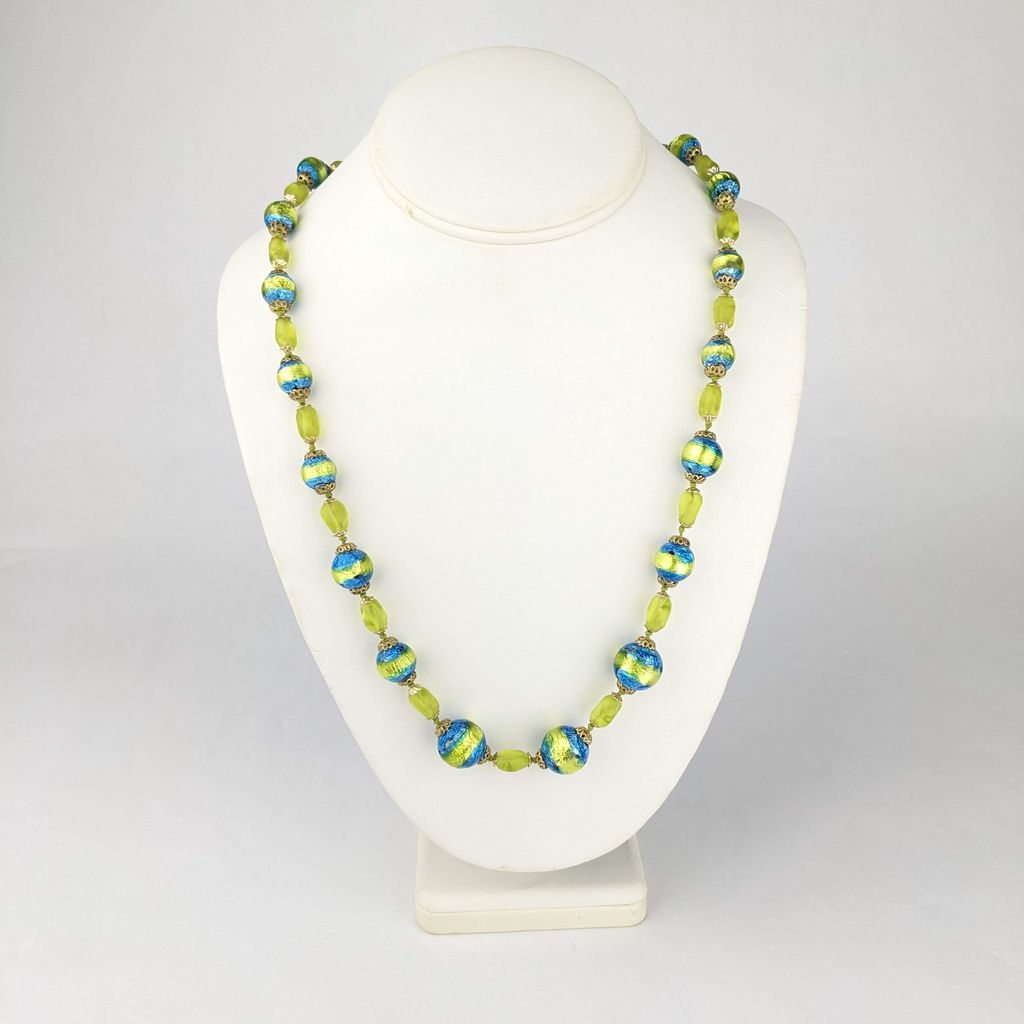 Carole Tanenbaum Green and Blue Glass Necklace