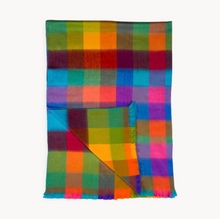 Load image into Gallery viewer, Alpaca Double Blanket - Fringed Multi Check
