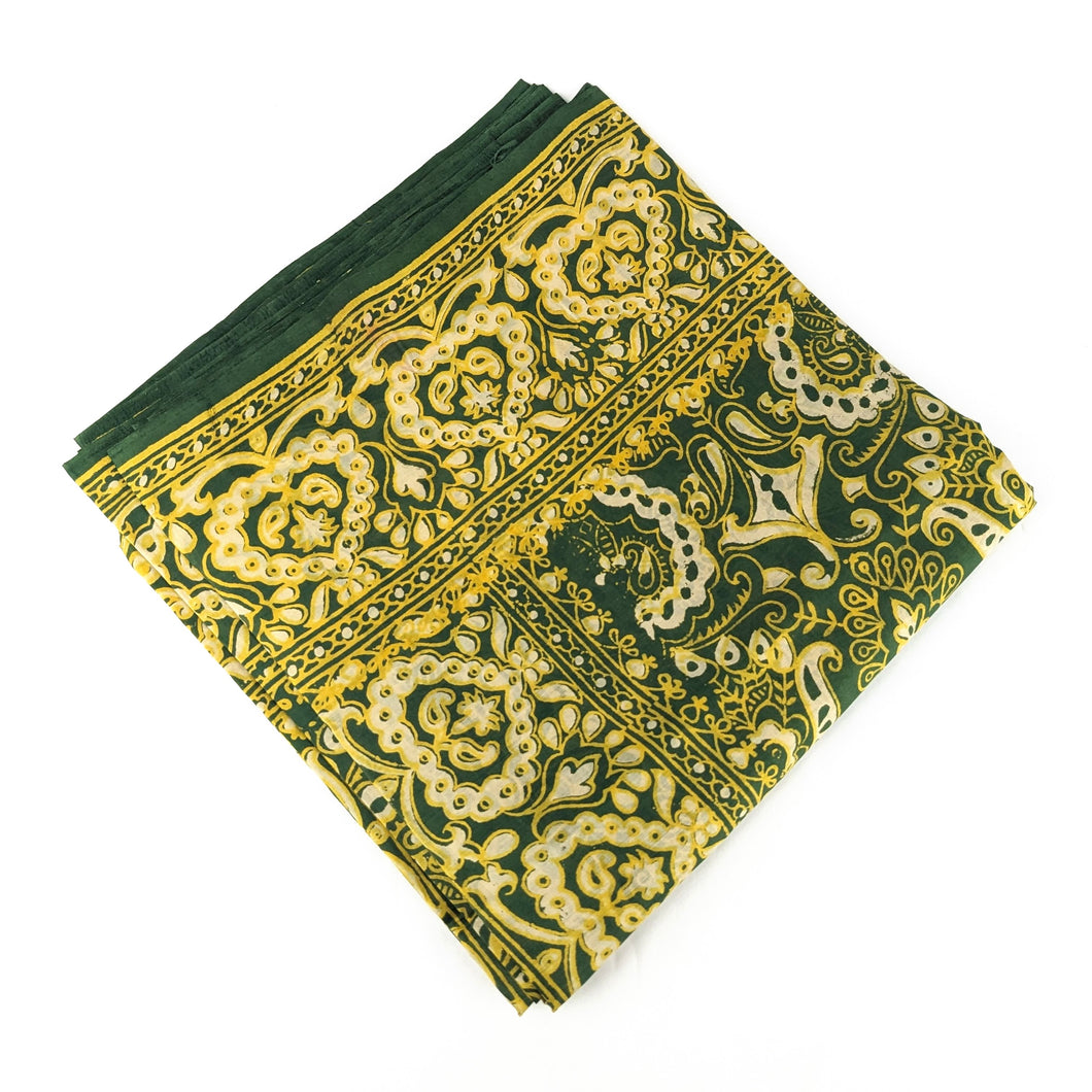 Lightweight Silk Fabric - Green Yellow Batik