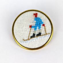 Load image into Gallery viewer, Cross Stitch Brooch – Skier
