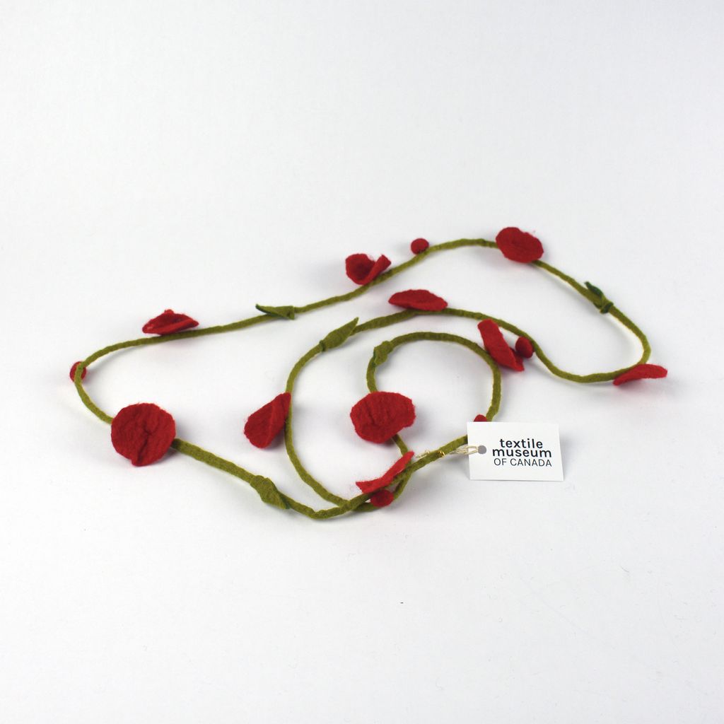 Felt Flower Necklace - Red and Green