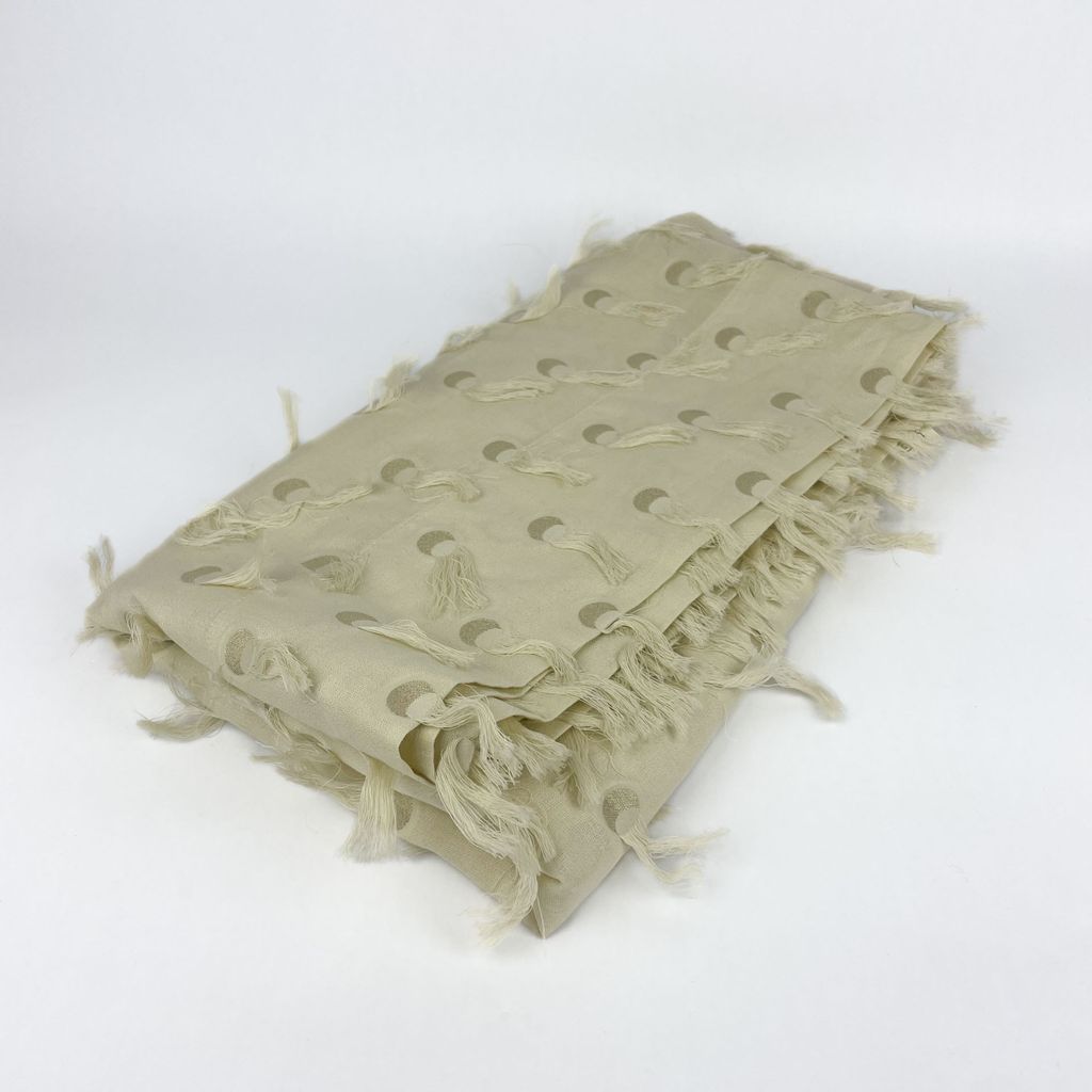 Lightweight Synthetic Fabric - Cream Embellished Curtain